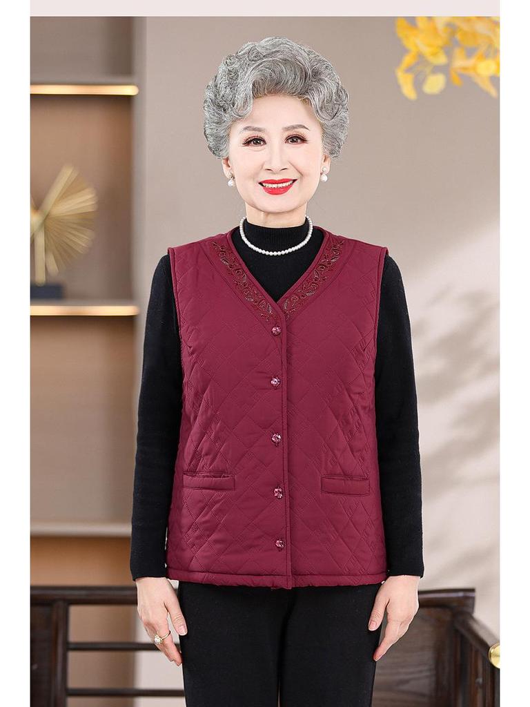 Damen Übergröße Fleecegefütterte Ärmellose Jacke - Warme Baumwollweste für Senioren für Herbst/Winter