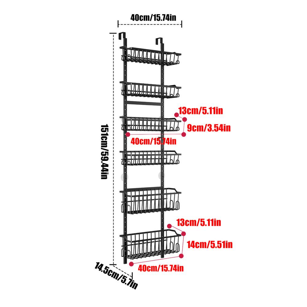 

Дверная стойка для хранения Многоярусная полка для хранения на присосках с регулируемой корзиной Экономичный домашний органайзер Большая вместимость Дверь чёрный