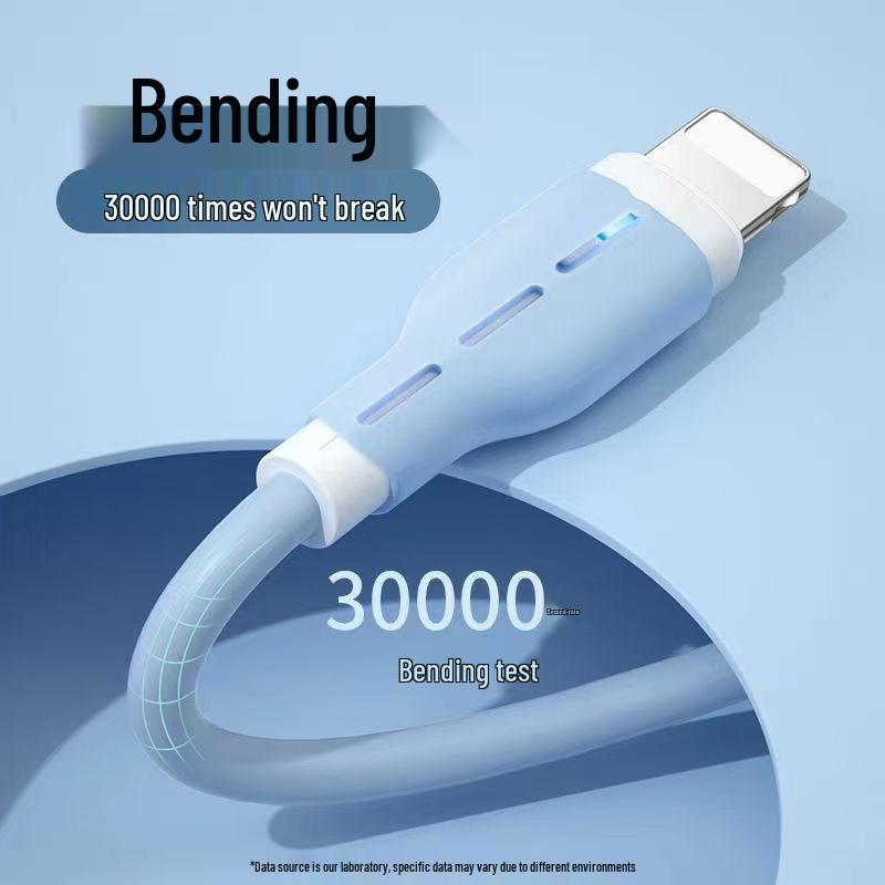 USB-Schnellladekabel mit Silikonband und Kontrollleuchte für iPhone 14/13/12/11/X/6
