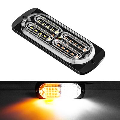 2pcs LED Side Flashing Strobe Warning Light Amber Beacon Emergency Hazard Marker Grille Lamp Bar Tow Truck Trailer Pickup 12-24V