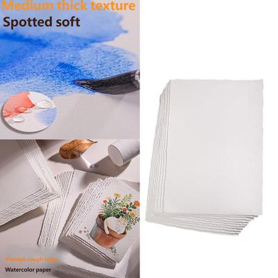 10 Sheets Premium White Deckle Edge Cotton Paper 300g Design For Artists Beginner Watercolor Pencil Charcoal Techniques