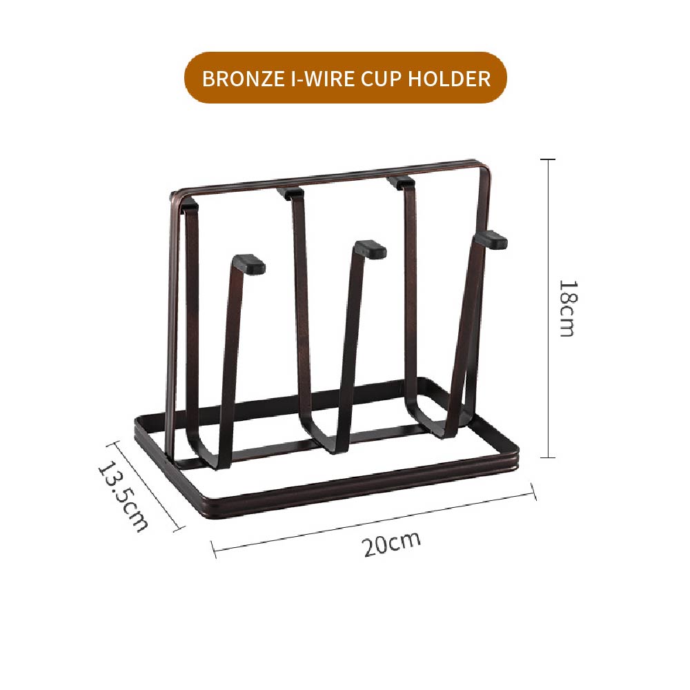 Drying Shelf Home Storage Mug Hooks Metal Cup Drying Rack with 6 Hooks Non-Slip Silicone for Mugs, Glasses, and Bottles