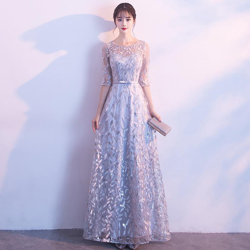 Banquet Evening Dress 1011 Summer New Temperament Fashion Evening Host Art Test Dress Dress