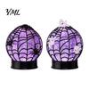 Spider Web Decor Lamp Halloween Ghost Glitter Ball Lamp, Glowing Spiderweb Faux Crystal Sphere Light, Purple Glow Night for Holiday Party Table