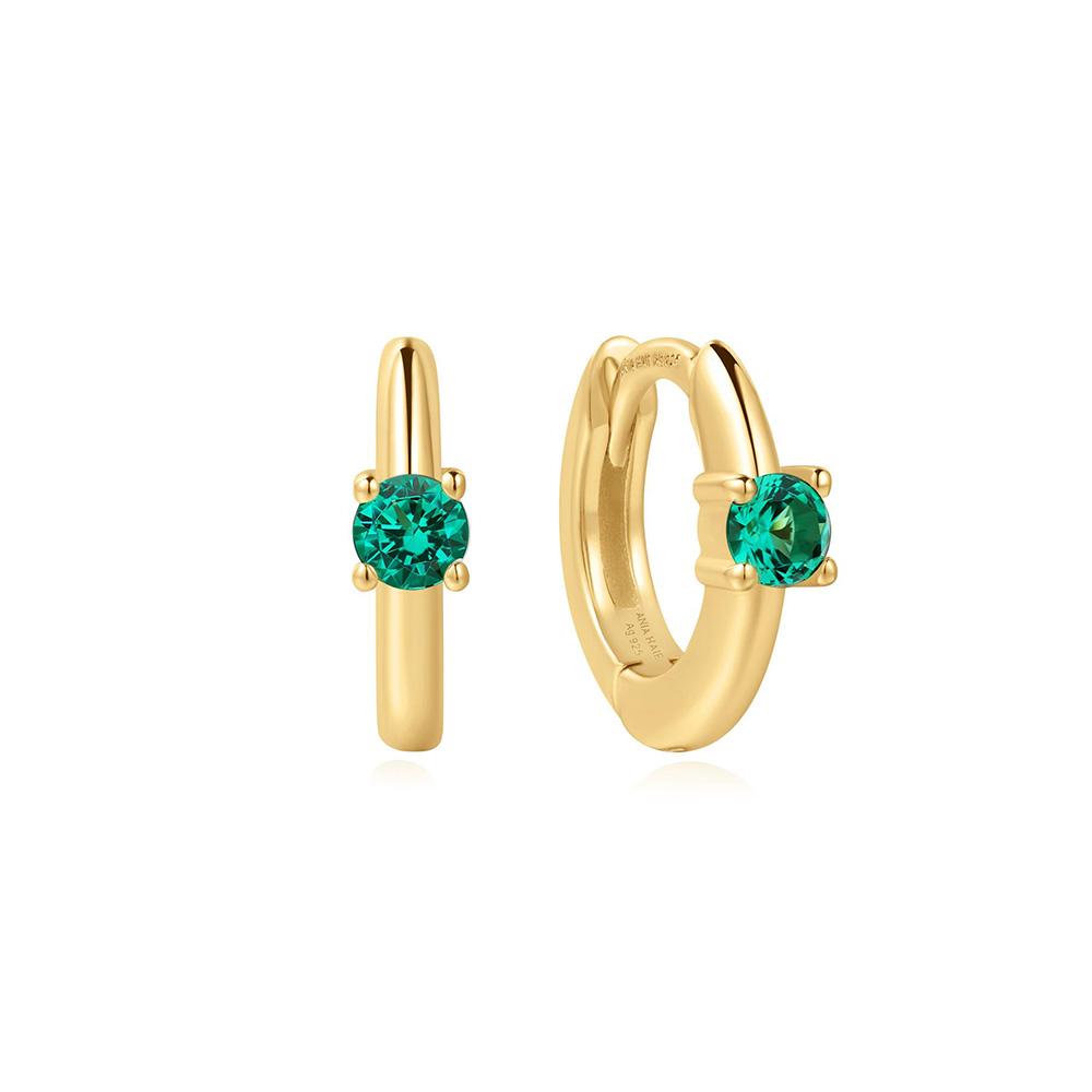 Ania Haie Gold Green Hunger Hoop 925 Silver Earrings E073-02G