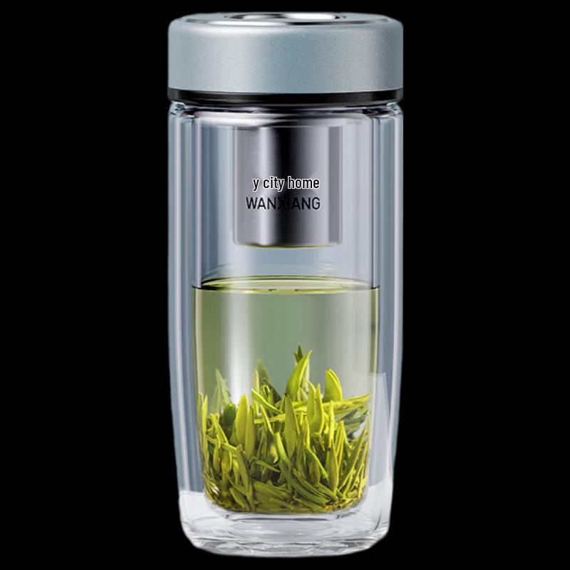 WANXIANG Double-Wall Glass Tea Mug with Infuser