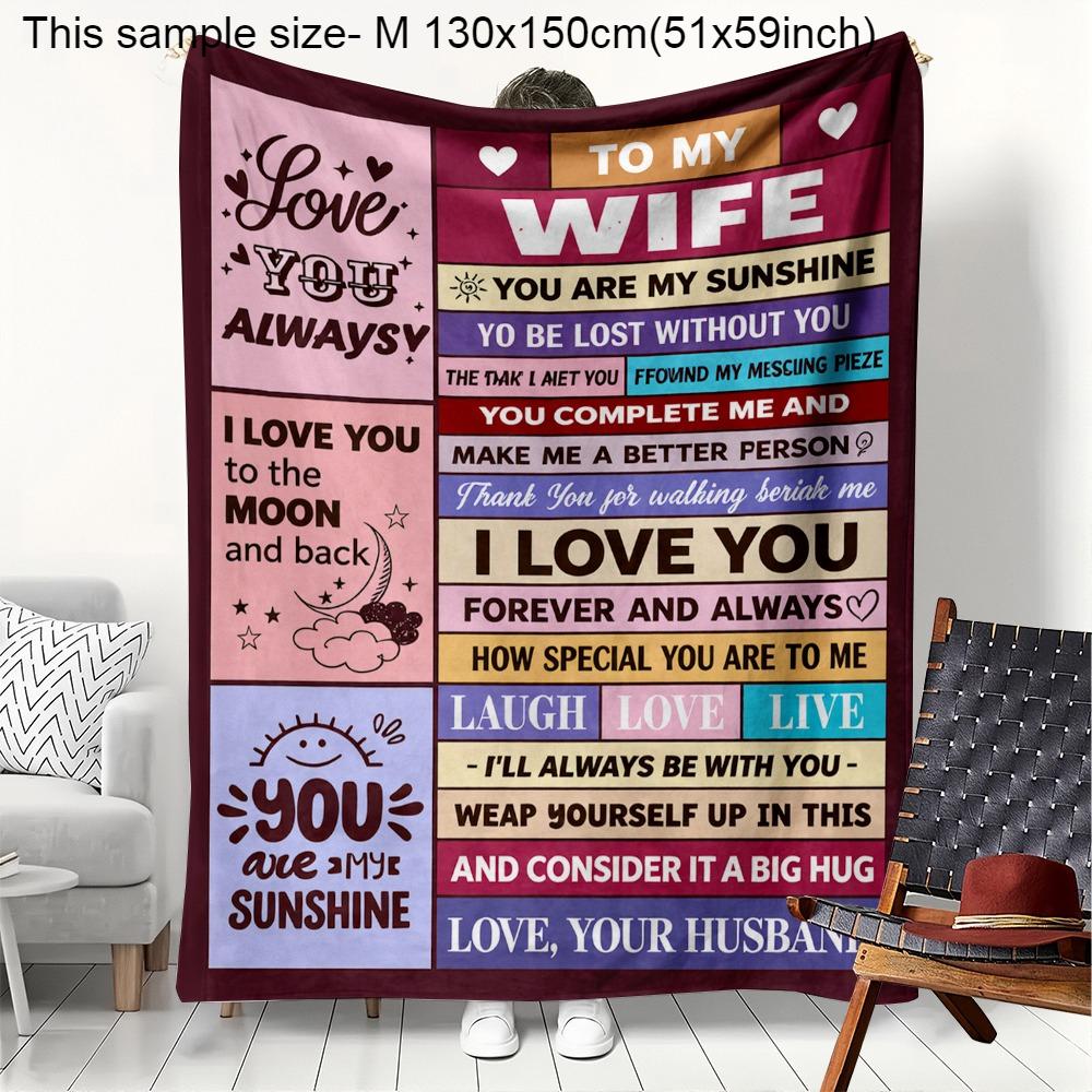 PC Gift Blanket To My Wife To Family Members Flannel Thin Blankets for Birthday Mothers Day Gift Perfect Gifts Four Season Use