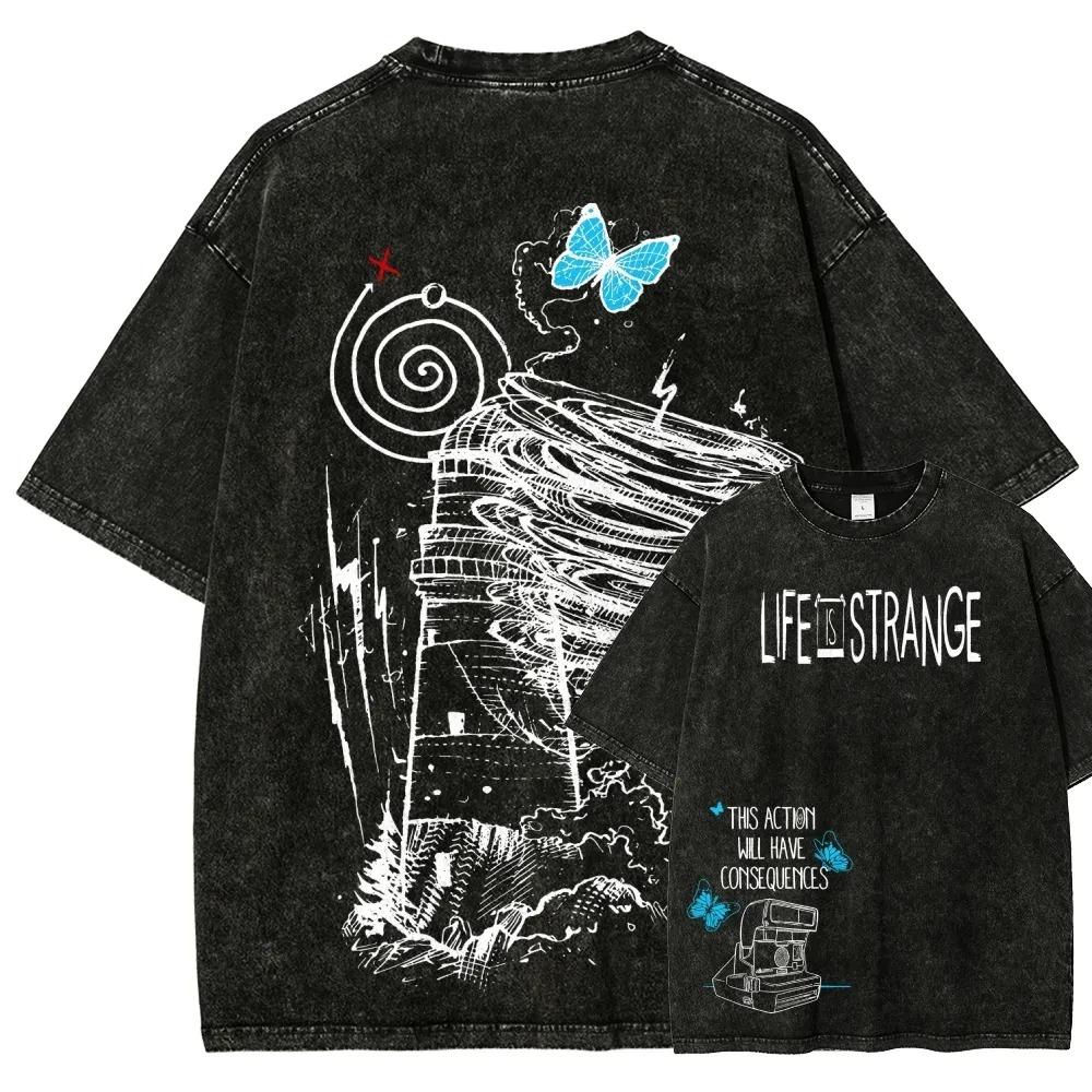 Série narativních adventur Life Is Strange Grafický potisk Periferie Tričko Pánské Dámské Vintage Praná Bavlna Oversized Trička
