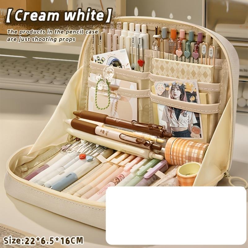 

12-Layer Large Capacity Pencil Case for Girls,Stationery Organizer Box, 90-Degree Wide Opening with Multi-Layer Compartments бежевий