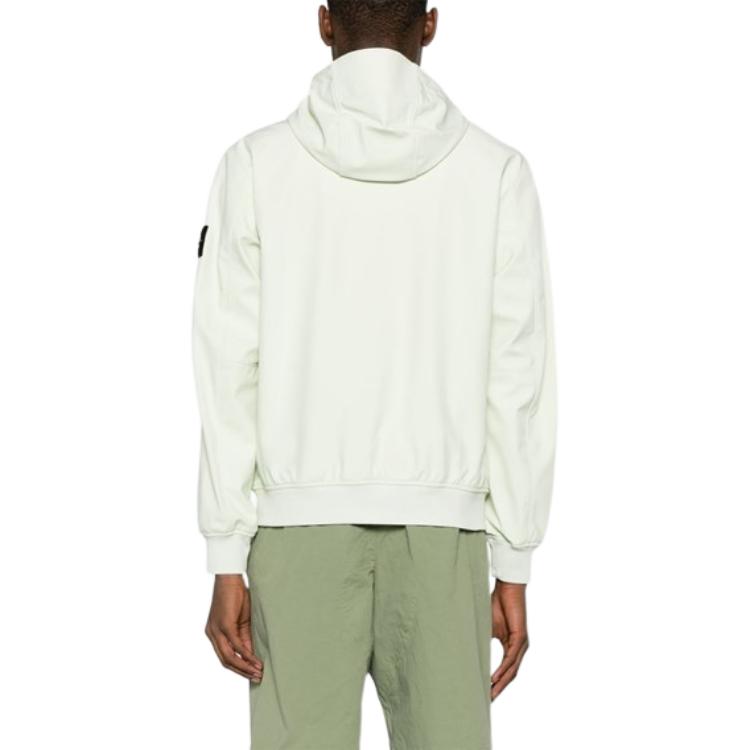Stone Island SS24 Soft Shell Solid Color Single-Breasted Casual Hooded Windproof Waterproof Breathable Jacket Men jackets Pistachio 801540227-V0051