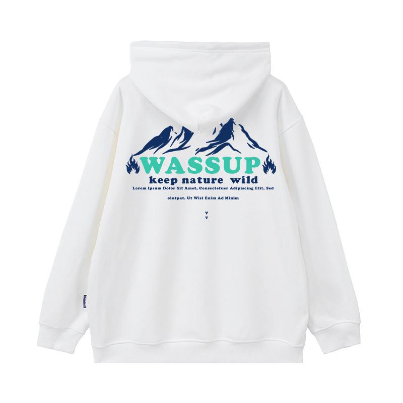 WASSUP HEODS Unisex Trendy Heavyweight Hoodie: Versatile Couple Outfit for Students in Southeast Asia. Large