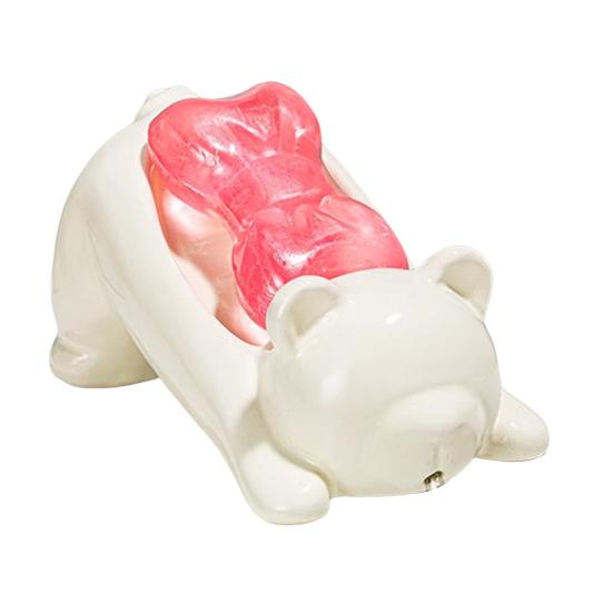 Ceramic Soap Dish with Automatic Drainage Cute Design Animal Shape Easy Cleaning Soap Holder Organizer for Shower Bathroom