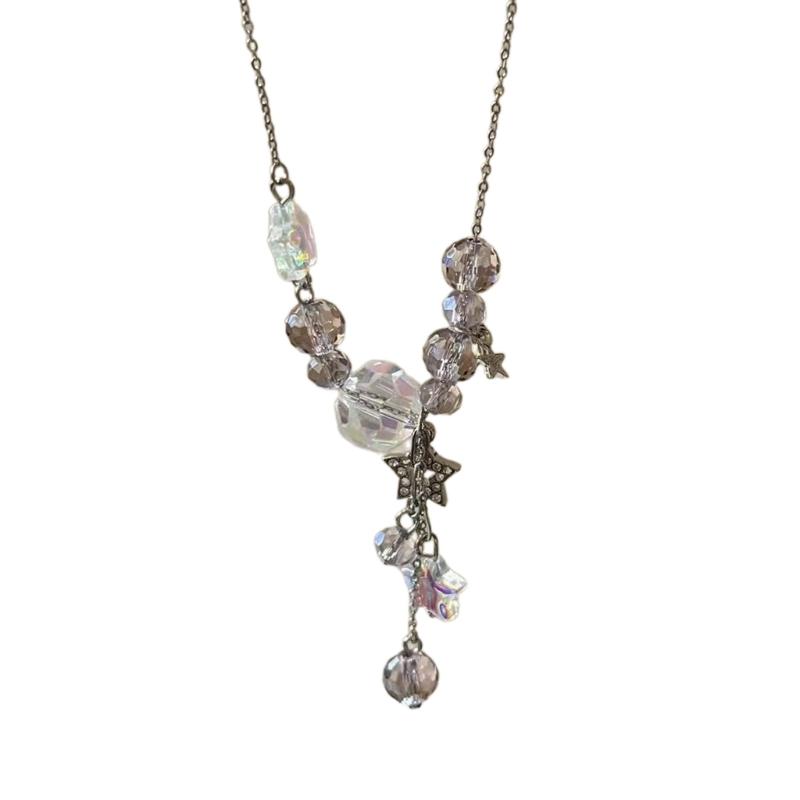 

Fashion Star Pendant Necklace Adjustable Choker Simple Collar Necklace Jewelry Crystal Beaded Tassels Clavicle Chain 1