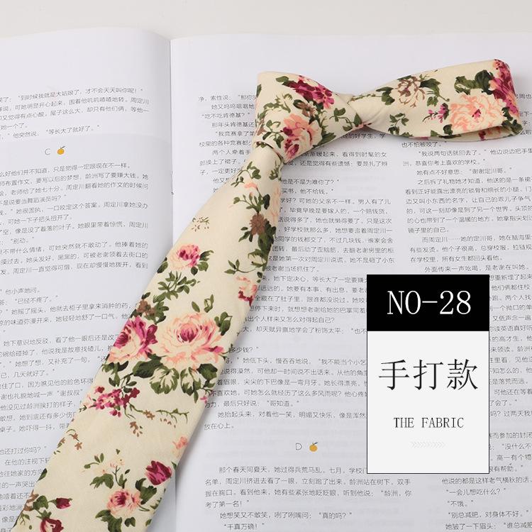 Floral Tie Men'S Patterned Cotton Shirt Macaron Printed Narrow Edition 6Cm Hand Tie Korean Casual Women'S Tie