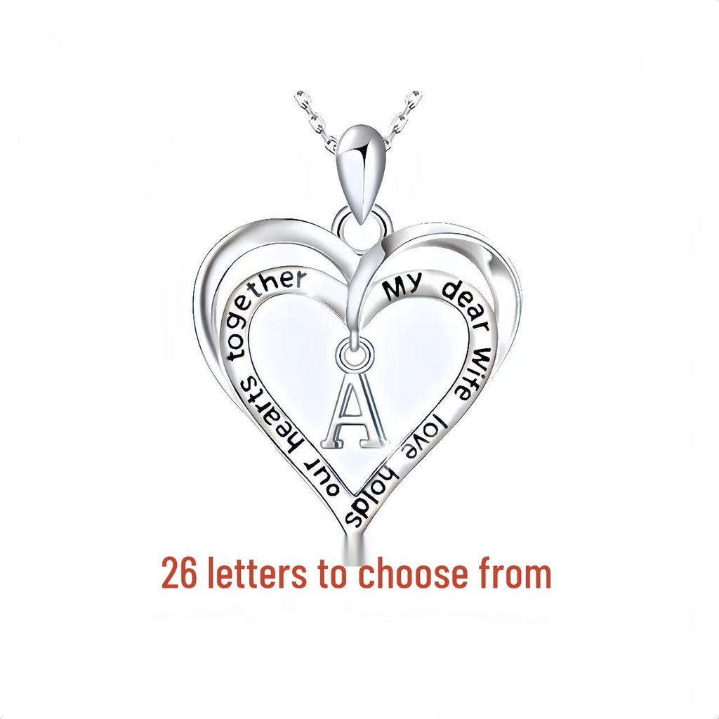 Colier cu Pandantiv Inimă - Stil European & American, Design cu 26 de Litere, Bijuterii High-End, Cadou Perfect de Sărbători