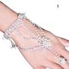 Bridal Wedding Crystal Rhinestone Slave Bracelet Wristband Harness & Ring Cuff