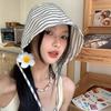 Striped Bucket Hat For Women Summer Sunscreen Big Brim Foldable Sun Cap Breathable Sunscreen Fisherman Hats Gifts