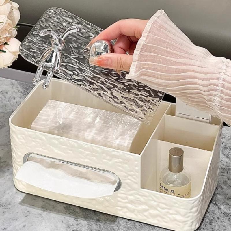 Scatola Portatovaglioli in Acrilico Trasparente da Scrivania, Porta Salviette, Porta Telecomando, Porta Rossetto, Scatola Portaoggetti Varie, per Soggiorno, Camera da Letto, Porta Tovaglioli Multiuso