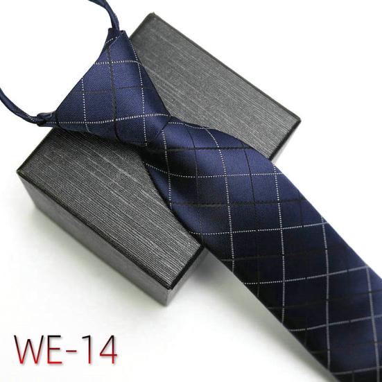 Business Tie Striped Zipper Men Plaid All Match Neck Tie na wesele