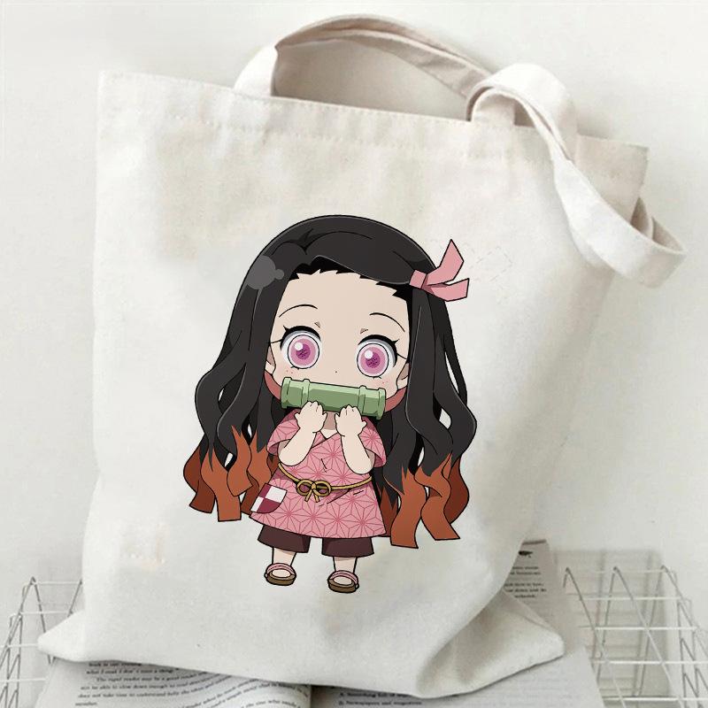 Japan cartoon comics Nezuko Kamado Demon Slayer Print Canvas Bag Stylish Women's Handbag Large Capacity Casual Shoulder Bag 7561 KTB