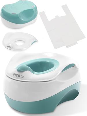 PIYO 3-Way Potty Seat with Step Stool for Kids, Toddlers, and Toilet Use (3-Way Potty (Turquoise Blue) + 20-Pack)