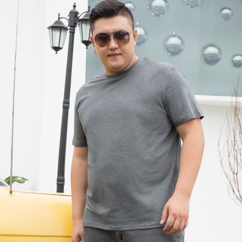 

9XL футболка с коротким рукавом мужская толстая круглая горловина из чистого хлопка верхняя половина рукава большая футболка мужская одежда 7XL серый