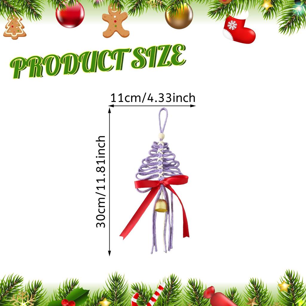 Handwoven Christmas Tree Pendant Ornament Christmas Decoration Versatile with Bell for Wall Home Festival Birthday Window