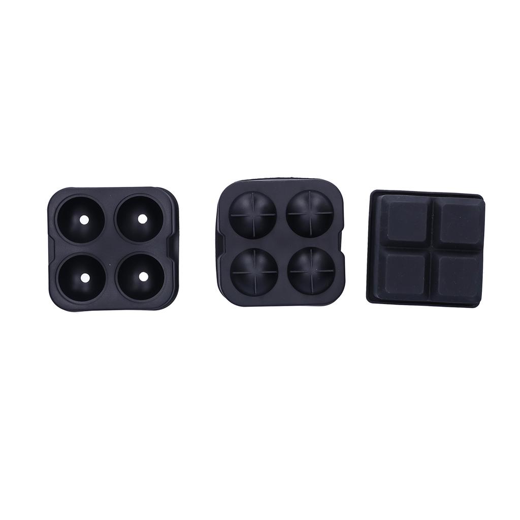 2 Stück Eisform 4-Fächer Wiederverwendbar Elastisches Silikon DIY Eiswürfelbereiter Form Tablett Schwarz