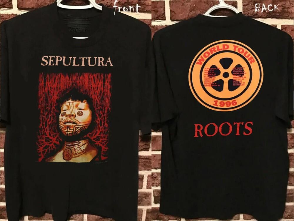 1996 Sepultura Roots World Tour Cotton Black 2 Sided t-Shirt Unisex T-Shirt XXXL