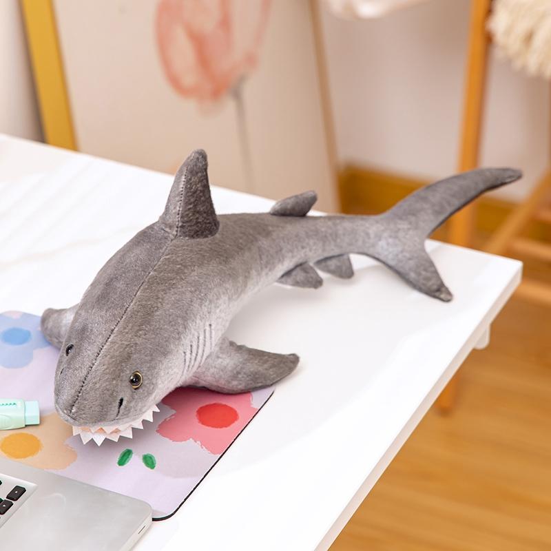 Simulated Shark Sea Creature Grey Fish Plush Toys Super Soft Dolls Cartoon Pillow Bed Decor Birthday Gift for Girl Boy Sleep Toy