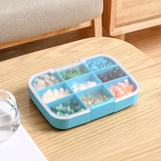 Yousheng Pill Box 9 Compartments Moisture-proof Large Capacity Transparent Design Pill Organizer for Home Travel