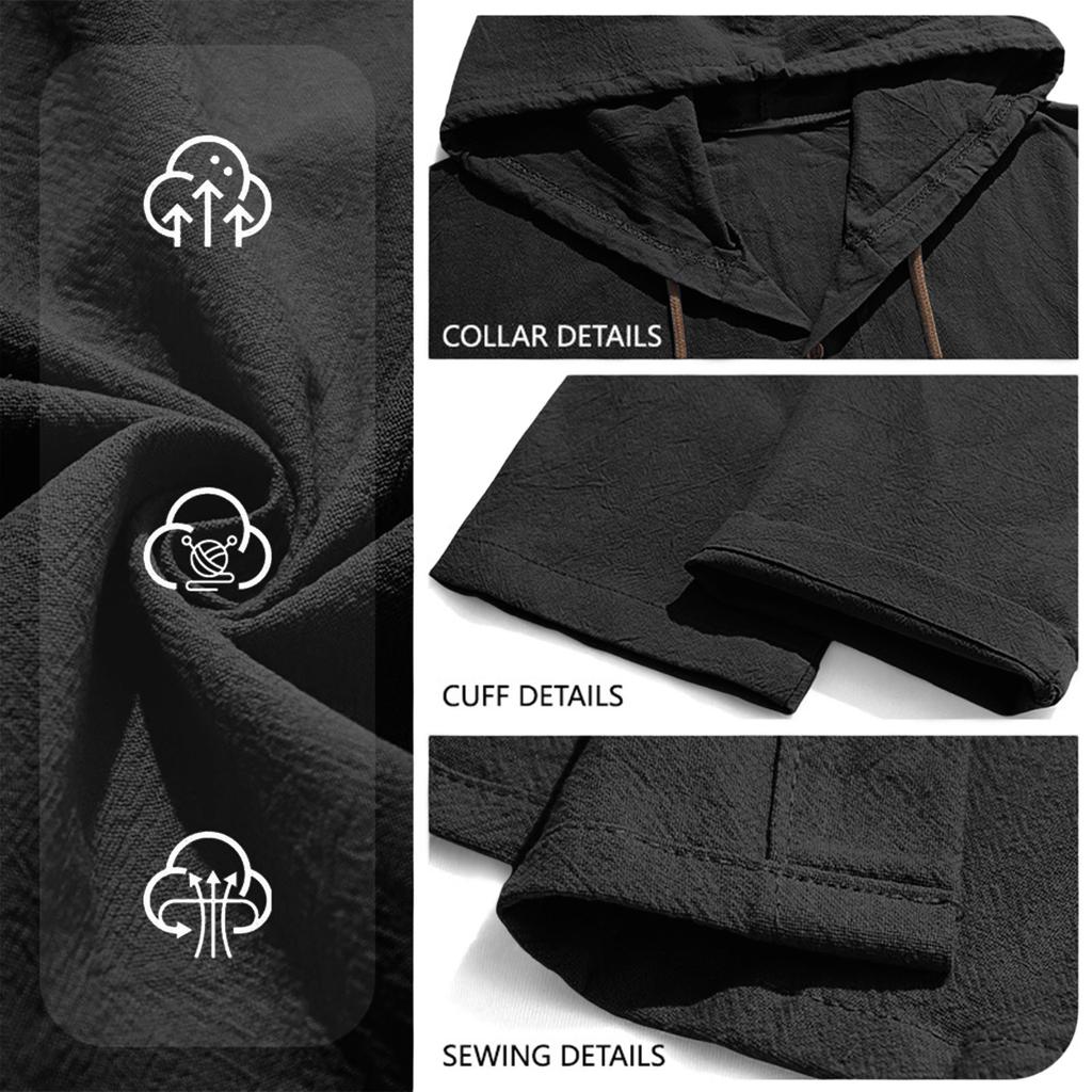 Men's Casual Hooded Long Sleeve Shirt Button Down Lightweight Breathable Loose Fit Oversized Cotton Shirt for Outdoor Sports