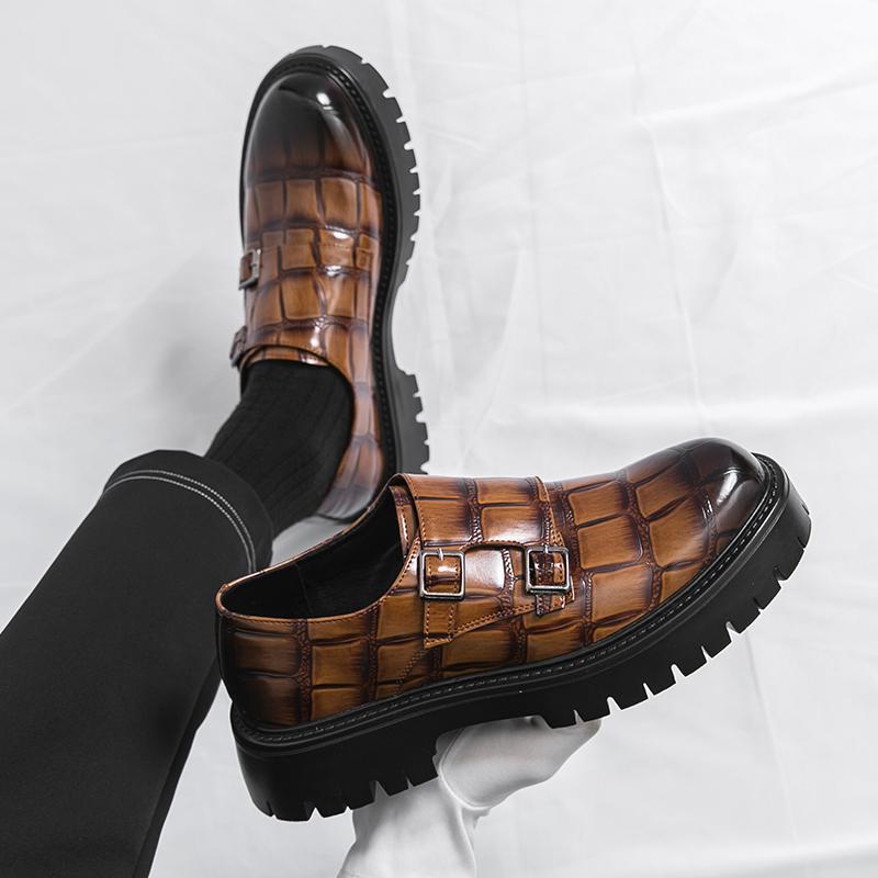 Fashion Casual thick soled men's leather shoes British style Party Business Outdoor Fashion Street loafer Derby Slip on New Hot selling