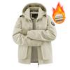 Men's Waterproof Jacket Casual Midlife Fleece Jacket  Autumn Winter Fleece Warm multi-pocket Cargo Coats Hooded Overcoats