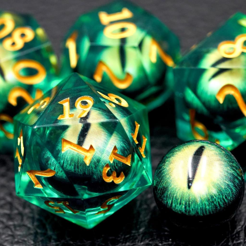 Dragon Eyeball Dice Set, 7PCS Sharp Edge D&D Dice with Gift Case for Dungeons and Dragons Table Game