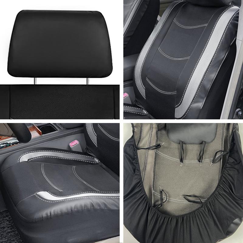 AUTO PLUS Universal Car Seat Cover Set Pu Leather Vehicle Cushion Full Surrounded Protector Fit Most Car Suv Truck  Accessories
