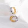 Fashion Double Color Eardrop Earring Stylish Simple and Versatile Light Luxury Minority Work Clothing Basic Titanium Steel Ear Rings Ladies