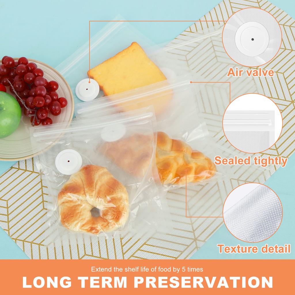 30Pcs Vacuum Sealer Bag Reusable Vacuum Storage Seal Bag Sealed Food Preservation Air Valve Bags for Food Freshness Preservation