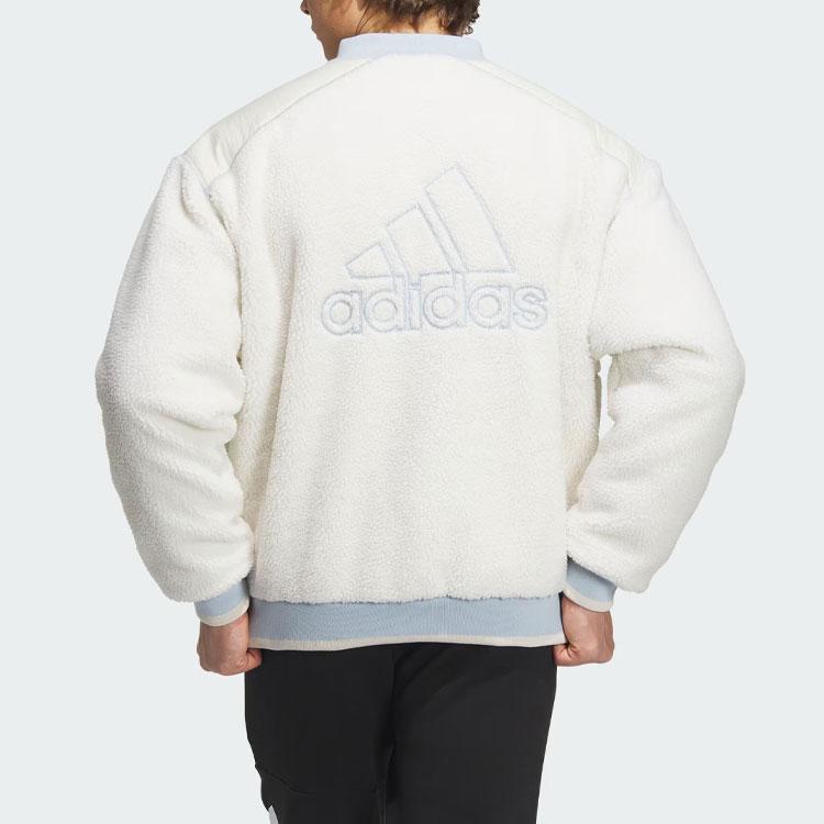 adidas Fleece Collegiate Padded Jacket With Letter Logo Embroidery And Color Block Men Outerwear Pink White IL8917