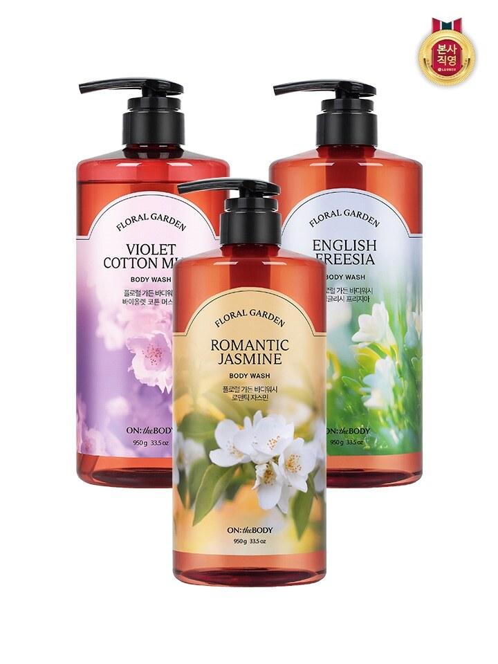 

ON THE BODY Floral Garden Body Wash 950g x 3 (Choose 1 of 3: Jasmine/Musk/Freesia) Jasmine scent