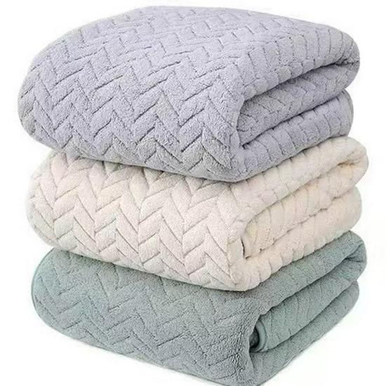 Temu Coral Fleece Bath Towel Set - Wheat Ear Style, Large Towels