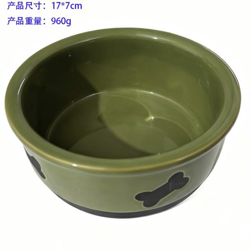 7 Inch Ceramic Glaze Pet Bowl Large Dog Feeding Salad Food