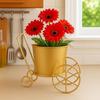 Metal Wagon Planter, Metal Plant Stand for Indoor & Outdoor Use, 2 Wheel Pot Stand, Flower Vase For Flowers & Ornaments, 27 X 13 X 21 Cm
