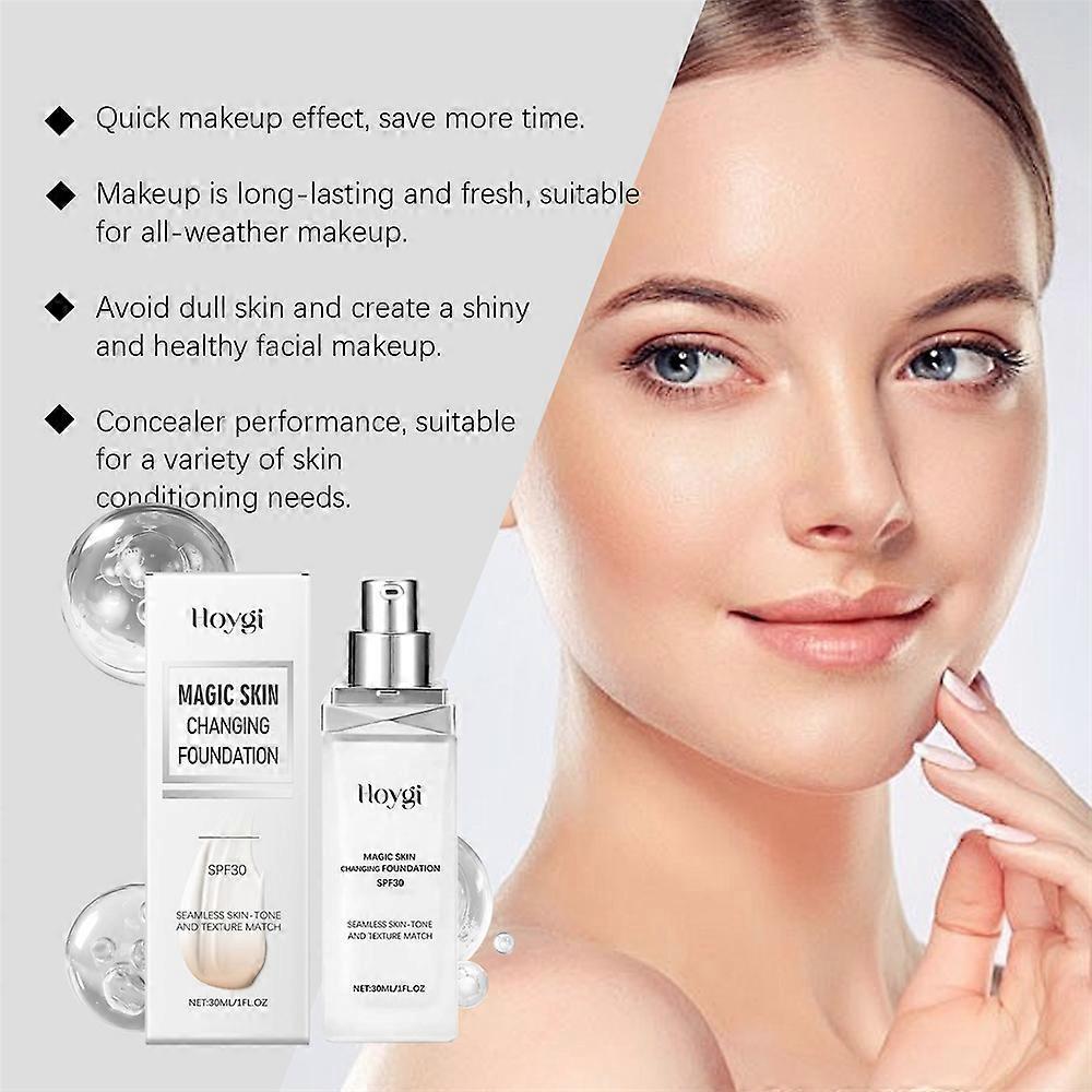 Farbwechselnde Foundation für reife Haut, Selbst anpassende Foundation, Anti-Aging feuchtigkeitsspendendes Make-up, Langanhaltende Deckkraft, 30ml
