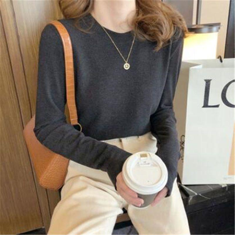 

Женские пуловеры из двухстороннего немецкого бархата, осенне-зимние, новые, с контрастной вставкой, с круглым вырезом, модные, однотонные, повседневные, с длинным рукавом S серый