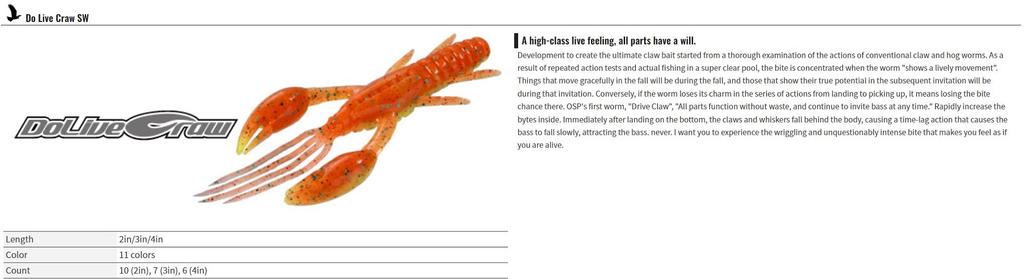 OSP Soft Lure Dolive Craw 2 Inches Salt W-068 (0194)