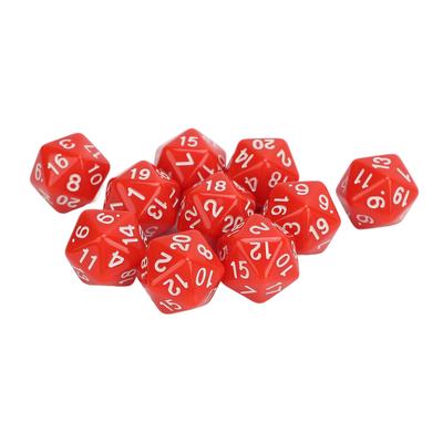 10 Stück Polyedrische Würfel Set Kunststoff Leicht 20-seitige Würfel für Rollenspiel Tischspiele Rot