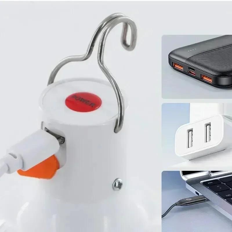USB Charging Camping Supplies Lights Flashlight Outdoor Lighting Hook Up Portable Rechargeable Led Lamp Lantern Spotlights