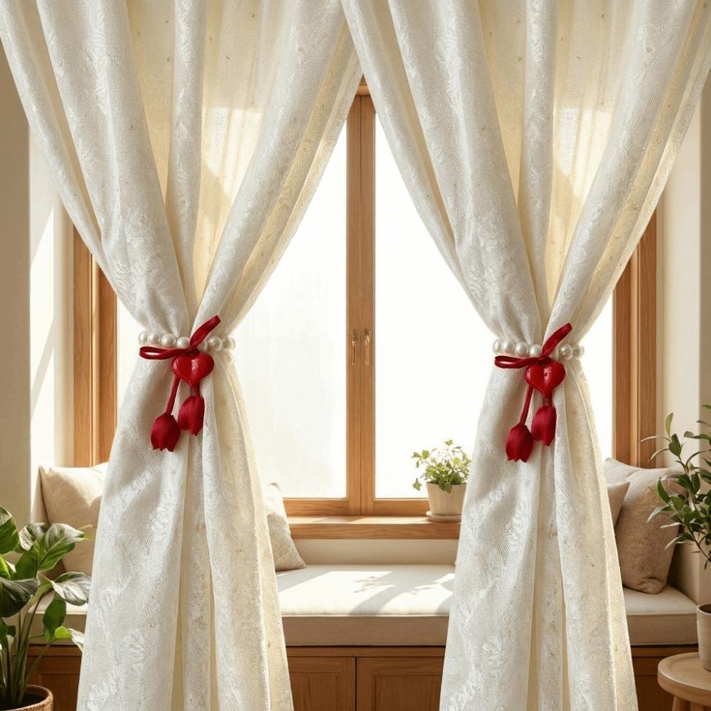 Adjustable Tulip Gauze Curtain Tie Beautifully Heart Curtain Binding Curtain Tiebacks Living Room