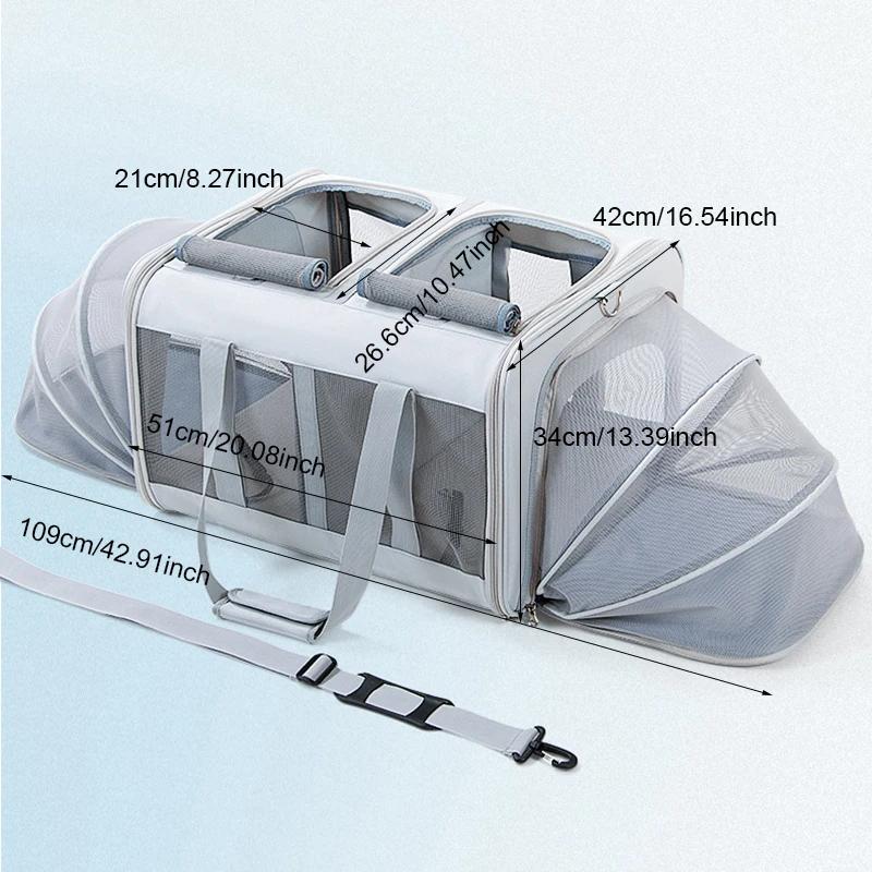 Dog Cats Trolley Case with Wheels Pet Rolling Carrier Breathable with Pad Folding Travel Tote for Kennel Puppy Car Traveling